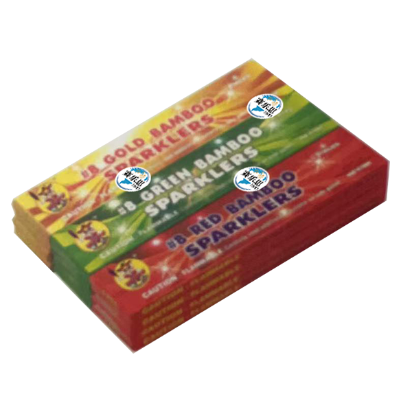 8” COLORED BAMBOO SPARKLERS